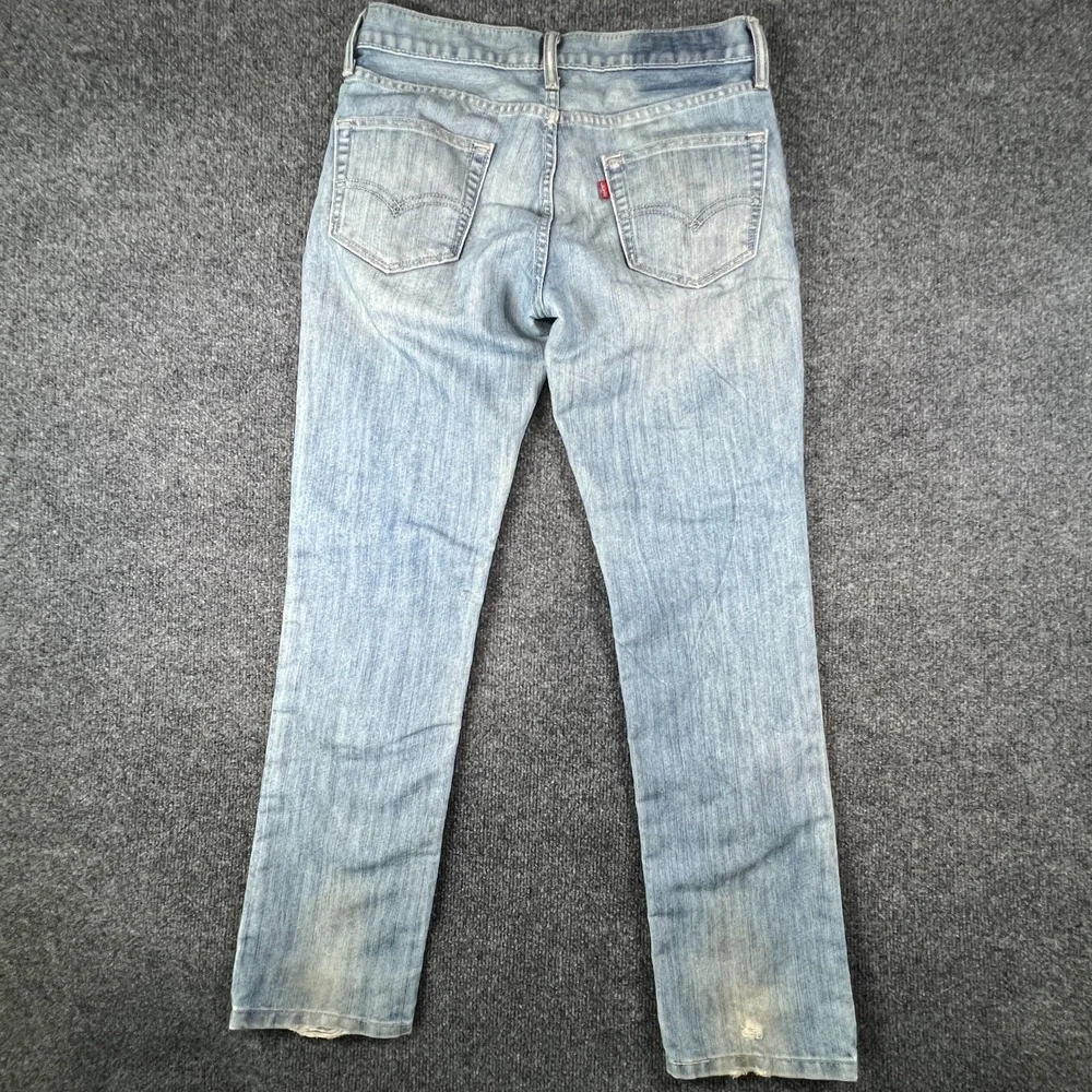 Levi's 511 Skinny Jeans Mens‎ 31x29 Whiskered Blue Denim Cotton Slim Distressed